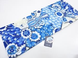 新品　ブランド浴衣　岡重　孔雀模様浴衣（青）（日本製）